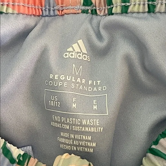 Adidas Floral Pastel Elastic-Waist Girls Sport Shorts SZ 10/12 - Picture 3 of 5